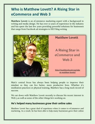 Who is Matthew Lovett - A Rising Star in eCommerce and Web 3