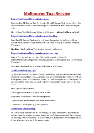 melbourne taxi service