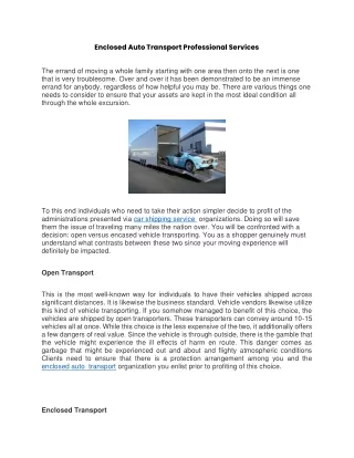 enclosed auto transport professional services