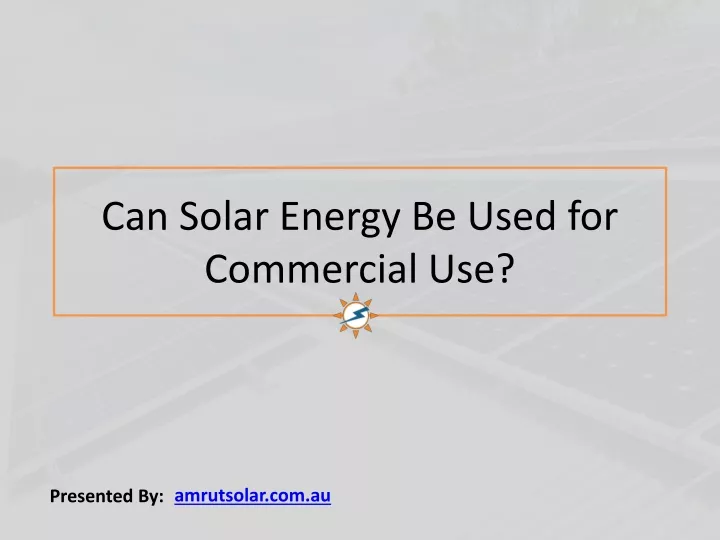 can solar energy be used for commercial use