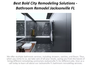Best Bold City Remodeling Solutions - Bathroom Remodel Jacksonville FL