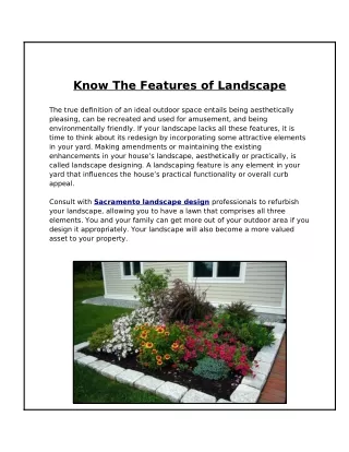 Know The Features of Landscape