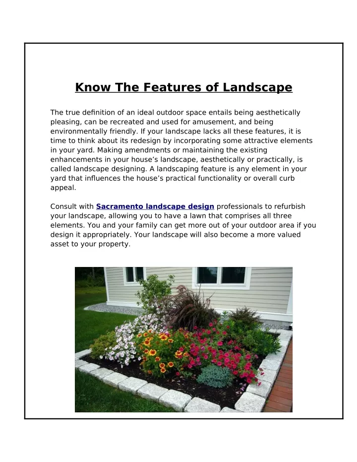 know the features of landscape