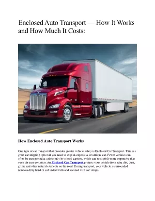 enclosed auto transport how it works and how much