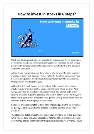 how to invest in stocks in 6 steps