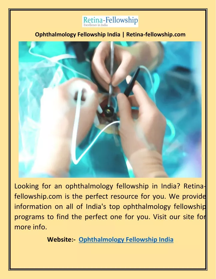 ophthalmology fellowship india retina fellowship