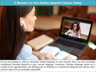 5 reasons to join online spanish classes today
