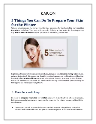 5 Things You Can Do To Prepare Your Skin for the Winter