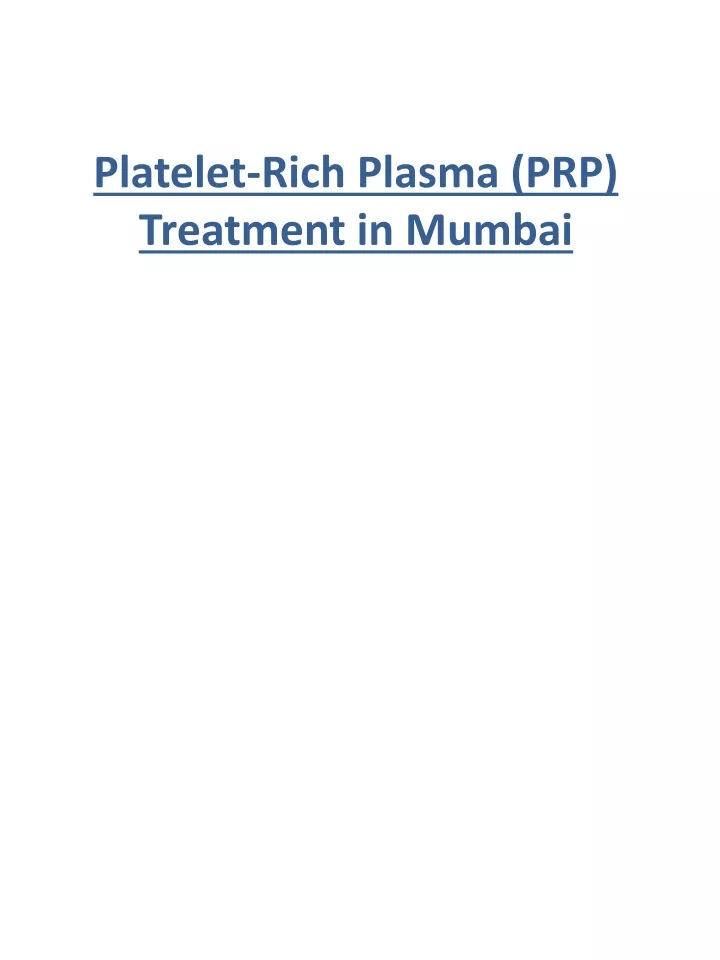 platelet rich plasma prp treatment in mumbai