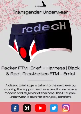 Packer FTM | Brief   Harness | Black & Red | Prosthetics FTM - Emisil