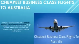 Cheapest Business Class Flights To Australia