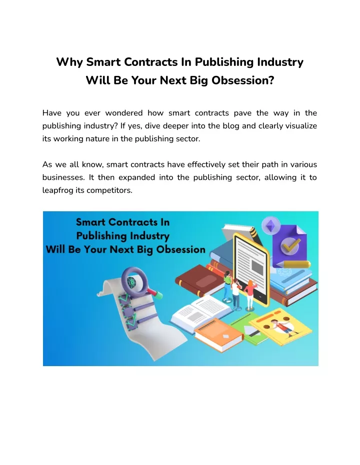 why smart contracts in publishing industry will