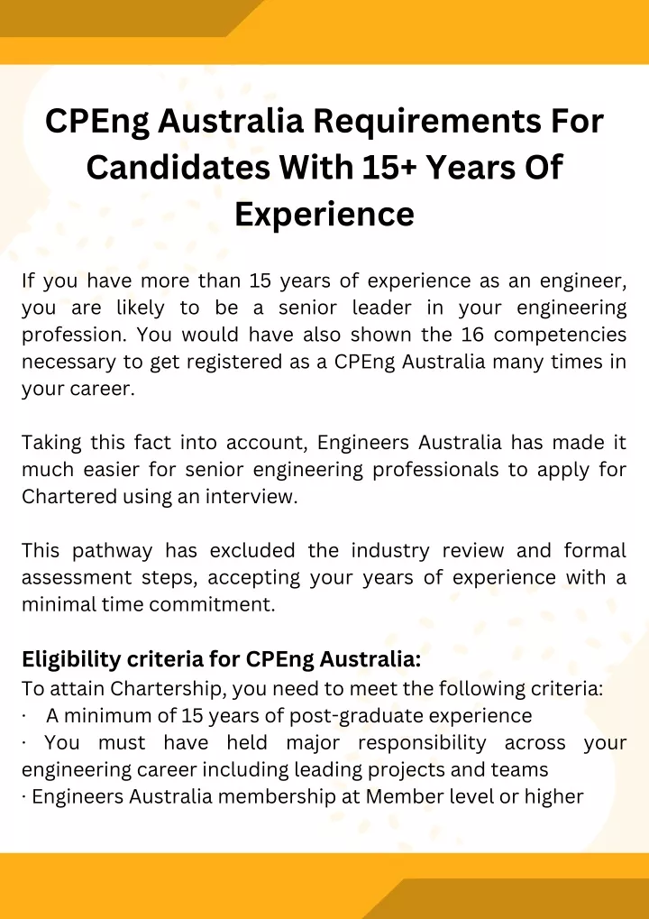 cpeng australia requirements for candidates with