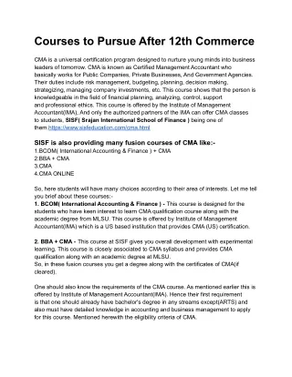 courses to pursue after 12th commerce