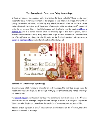 ten remedies to overcome delay in marriage
