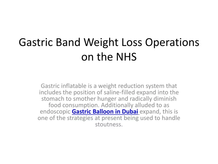 gastric band weight loss operations on the nhs