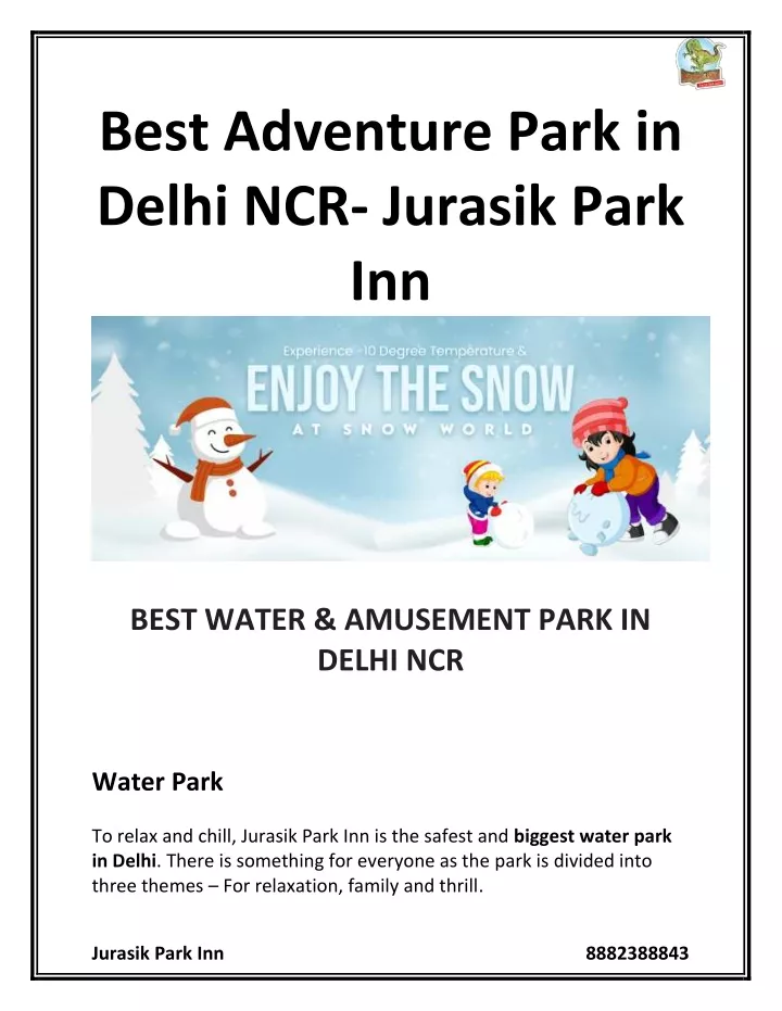 best adventure park in delhi ncr jurasik park inn