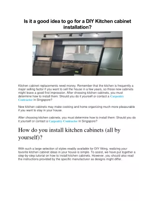 Is it a good idea to go for a DIY Kitchen cabinet installation
