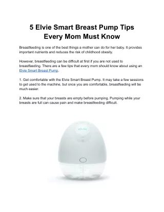 PPT - 5 Elvie Smart Breast Pump Tips Every Mom Must Know PowerPoint ...