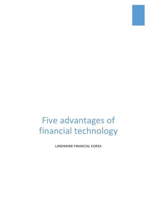 five advantages of financial technology