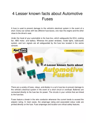 4 Lesser known facts about Automotive Fuses