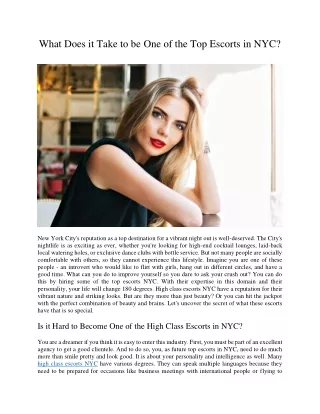 what does it take to be one of the top escorts