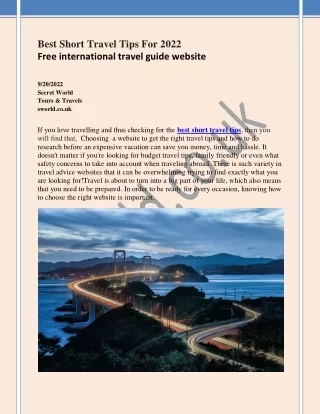 best short travel tips for 2022 free