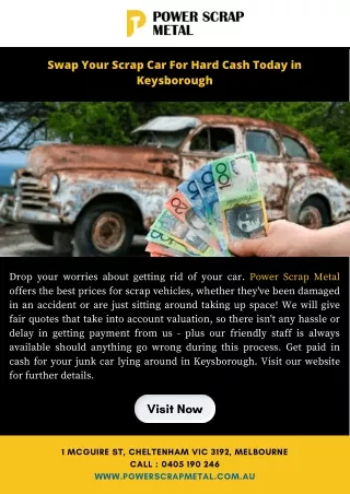 Swap Your Scrap Car For Hard Cash Today in Keysborough
