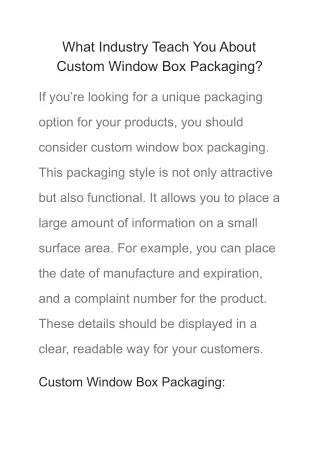 what industry teach you about custom window