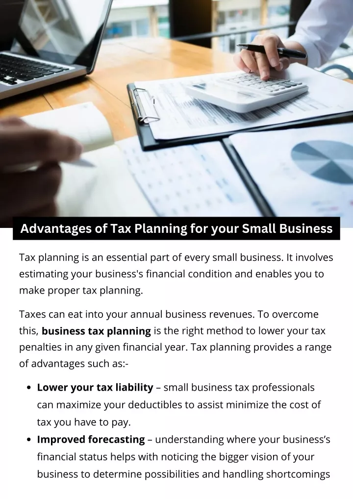 advantages of tax planning for your small business