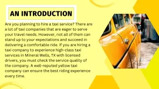 Affordable Taxi Service in Mineral Wells | High-class Trasportation