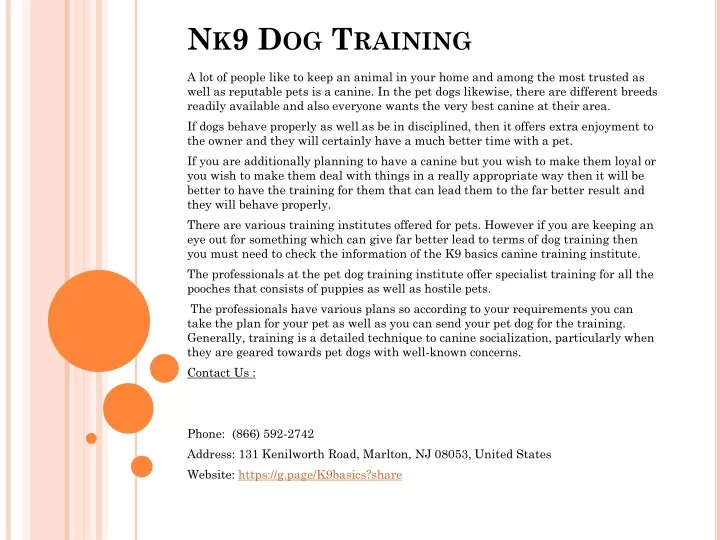 nk9 dog training