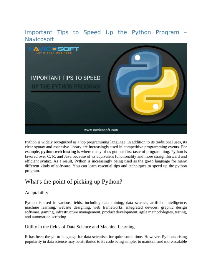 important tips to speed up the python program