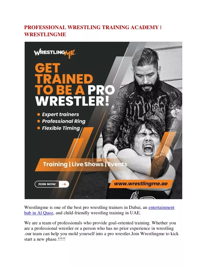 professional wrestling training academy