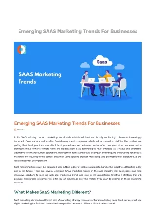Emerging SAAS Marketing Trends For Businesses