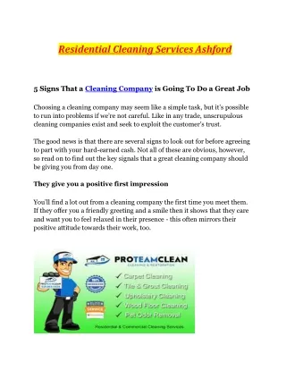 Residential Cleaning Services Ashford