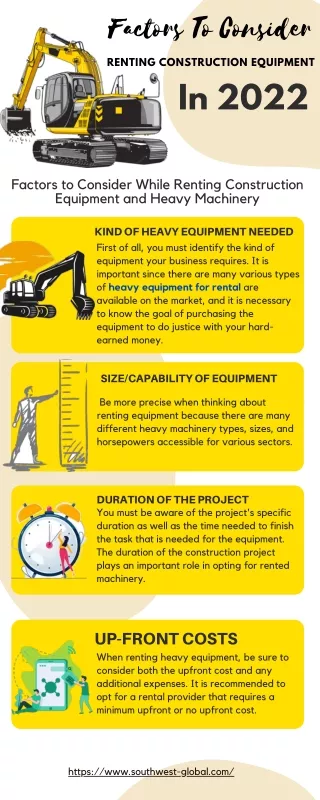 Important Factors to Consider While Renting Construction Equipment and Heavy Machinery