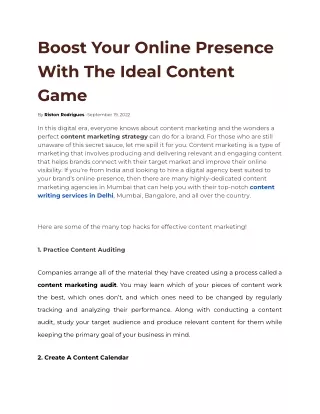 Boost Your Online Presence With The Ideal Content Game