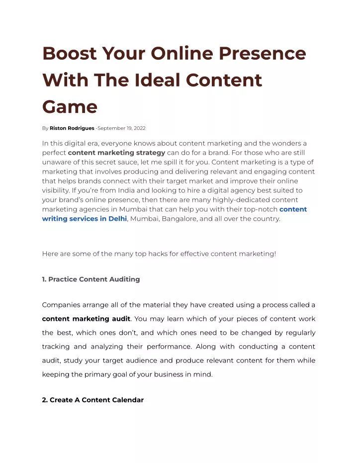 boost your online presence with the ideal content