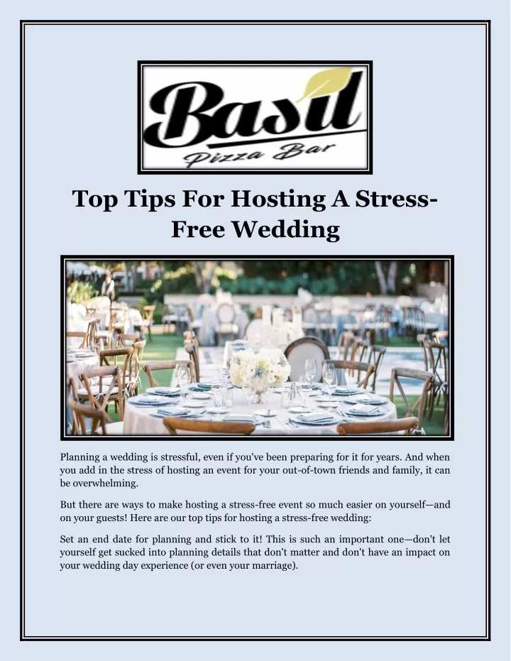 top tips for hosting a stress free wedding