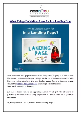 what things do visitors look for in a landing page