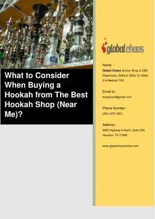 What to Consider When Buying a Hookah from The Best Hookah Shop (Near Me)?