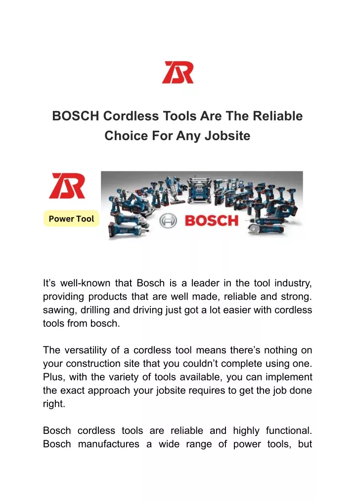 bosch cordless tools are the reliable choice