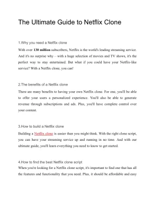 the ultimate guide to netflix clone