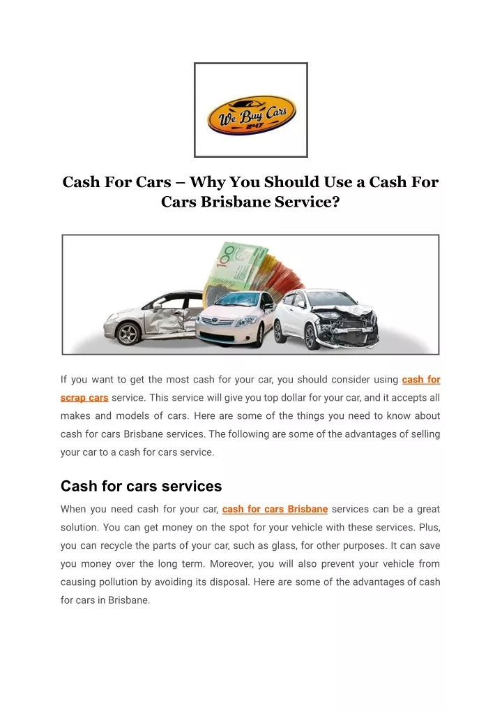 cash for cars why you should use a cash for cars