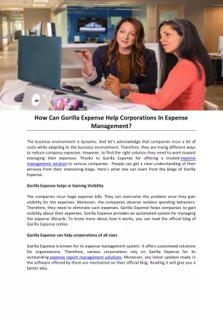 How Can Gorilla Expense Help Corporations In Expense Management?
