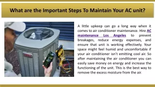 what are the important steps to maintain your