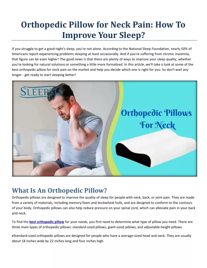 orthopedic pillow for neck pain how to improve