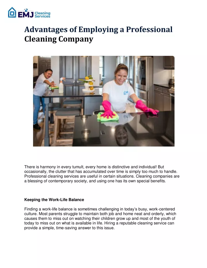 advantages of employing a professional cleaning