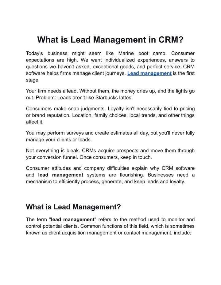 what is lead management in crm